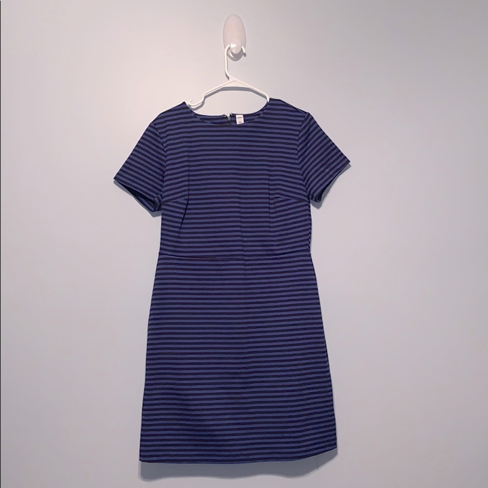 Navy and blue striped dress.